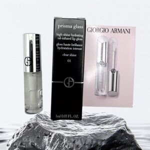 Giorgio Armani Prisma Glass Lip Gloss In 01 Clear Shine 1ml Travel Size NIB